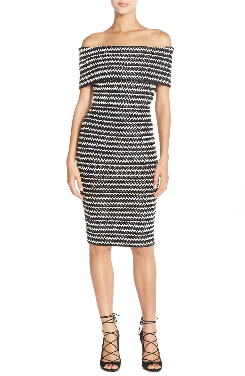 Elliatt 'Sculpture' Chevron Stripe Woven Sheath Dress, Main, color,