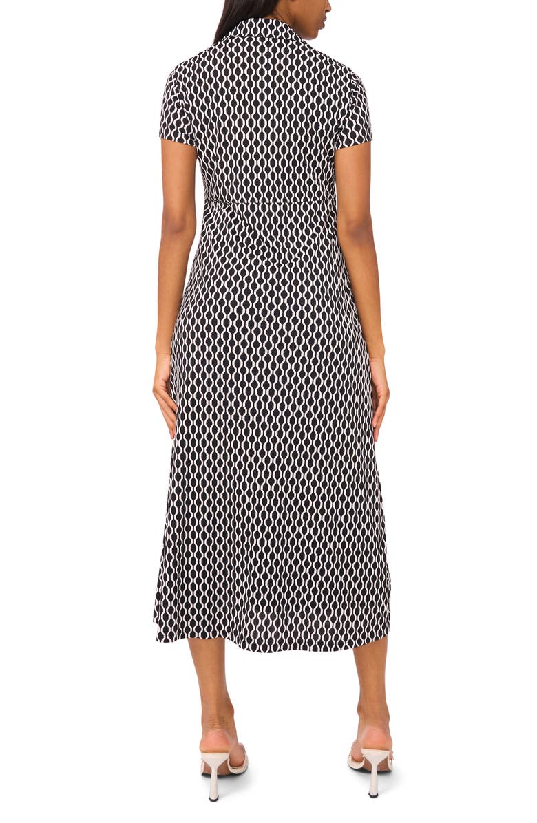 Halogen<sup>®</sup> Allover Print Spread Collar A-Line Dress, Alternate, color, Rich Black