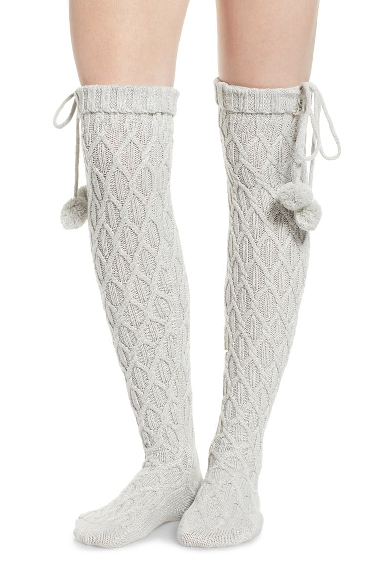 Sparkle Cable Knit Over the Knee Socks, Main, color, GREY VIOLET