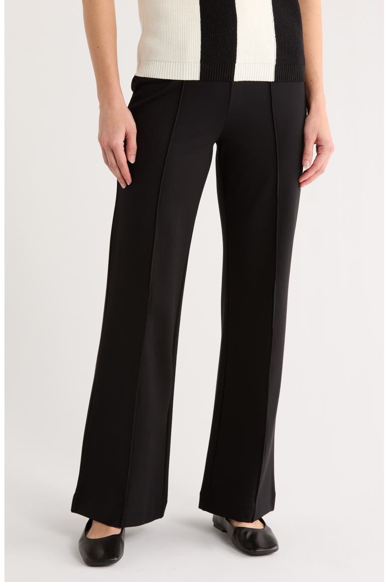 Front Seam Straight Leg Ponte Pants, Main, color, BLACK
