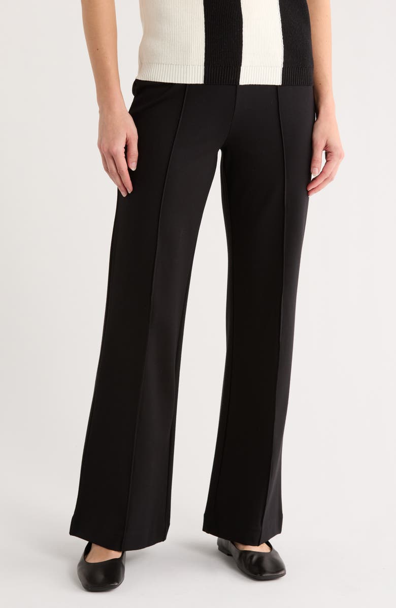 DKNY Front Seam Straight Leg Ponte Pants, Main, color, Black