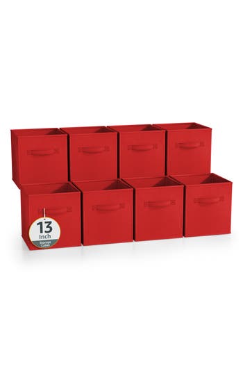 Sorbus 8-pack Collapsible Storage Cube In Red