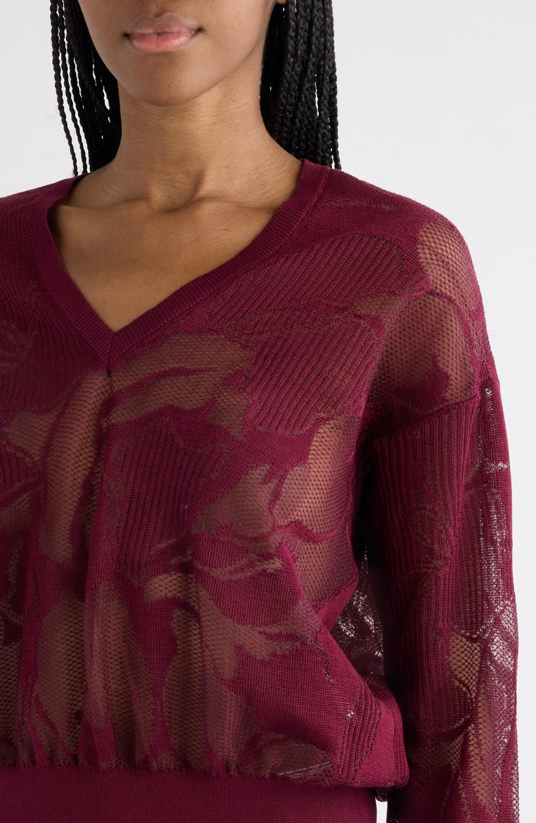 Dries Van Noten Lace Effect Jacquard Sweater, Alternate, color, Bordeaux