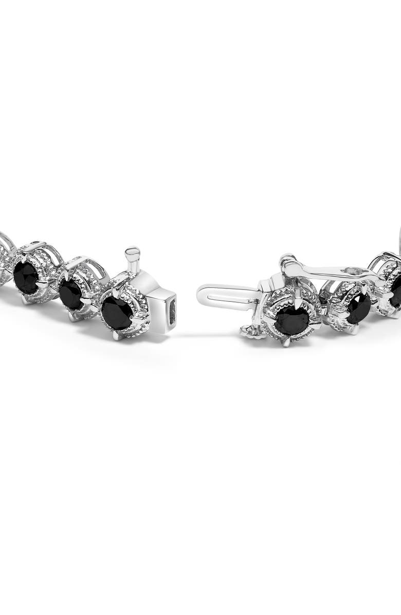 Haus of Brilliance Silver 5.0 Cttw Black Diamond 4 Prong Milgrain Link Tennis Bracelet, Alternate, color, White