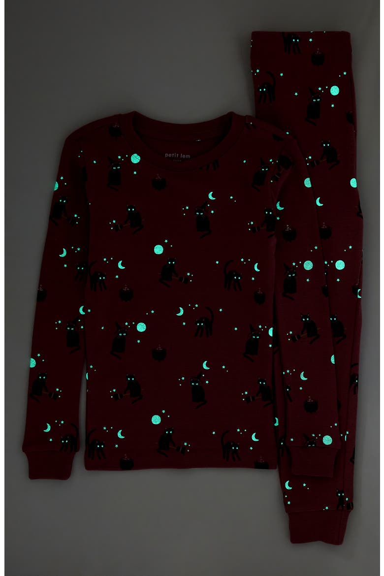Kids' Glow in the Dark Fitted Two-Piece Pajamas, Alternate, color, DUSTY PINK