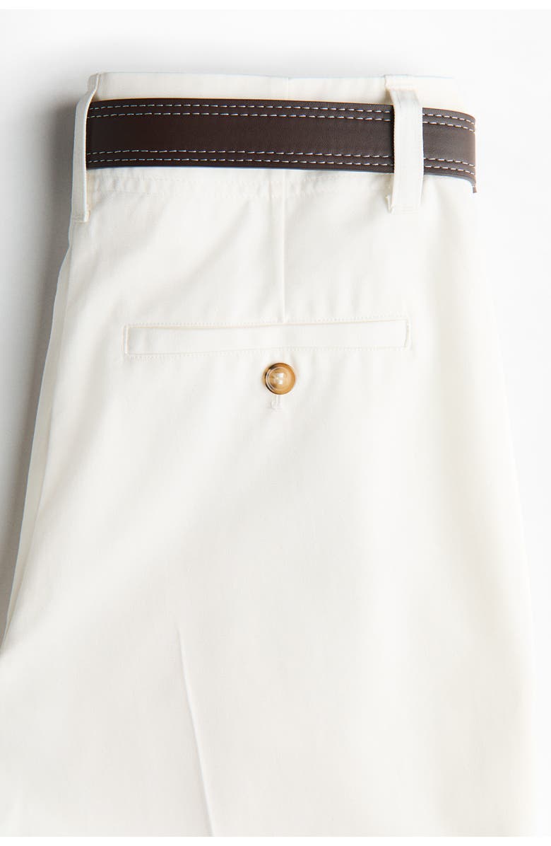 H&M Belted Cotton Chinos, Alternate, color, Cream