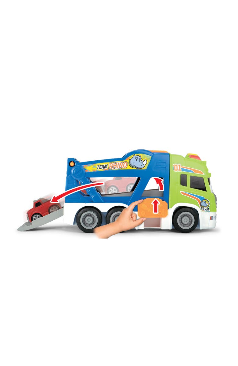 Dickie Toys HK Ltd 16" Happy Scania Car Transporter Preschool Vehicle W/ Extra Car, Alternate, color, Multicolored
