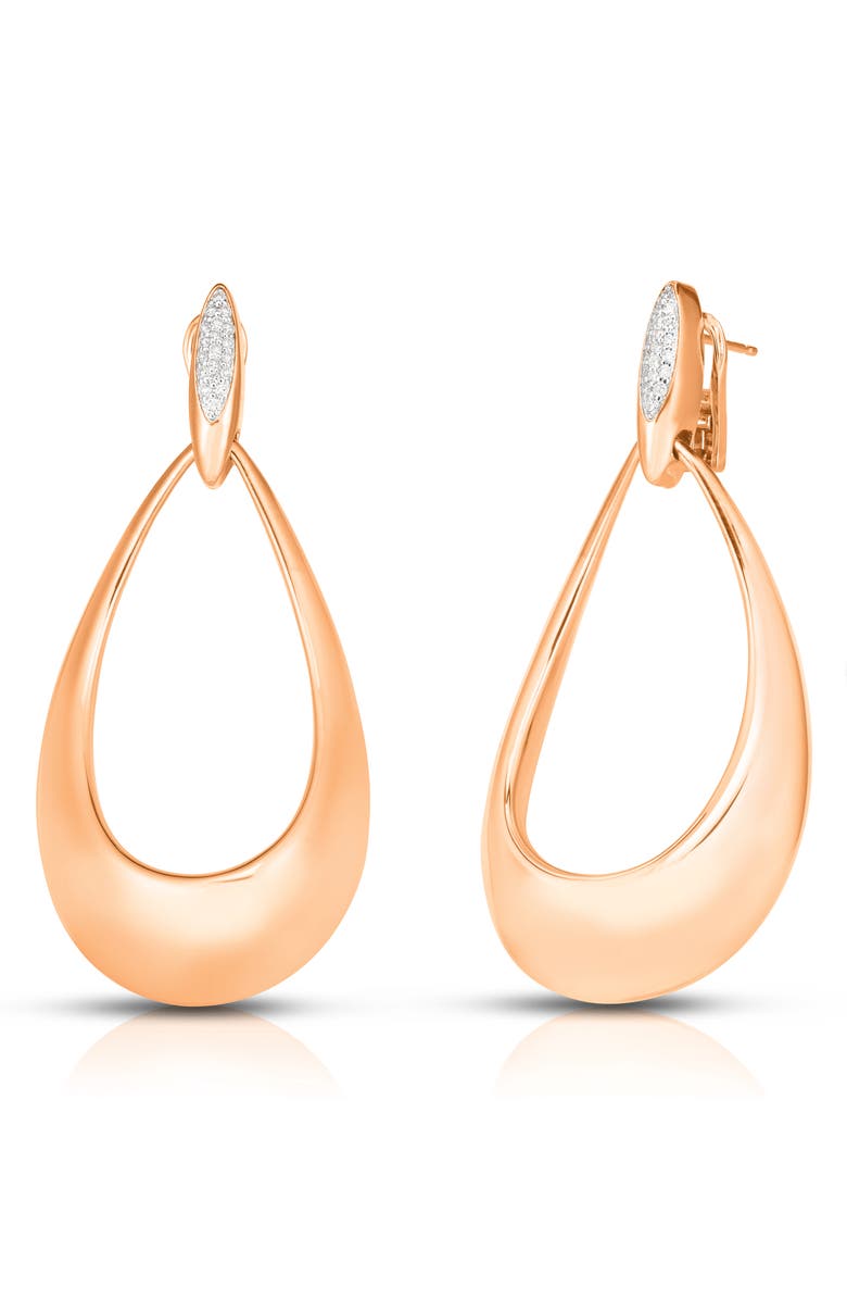 Roberto Coin Classic Oro Diamond Hoop Earrings, Main, color, 