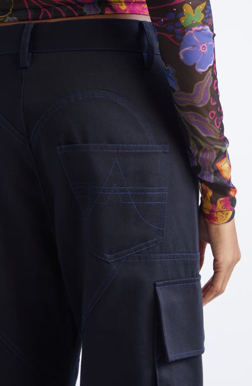 Area Flower Embellished Cargo Pants In Blue