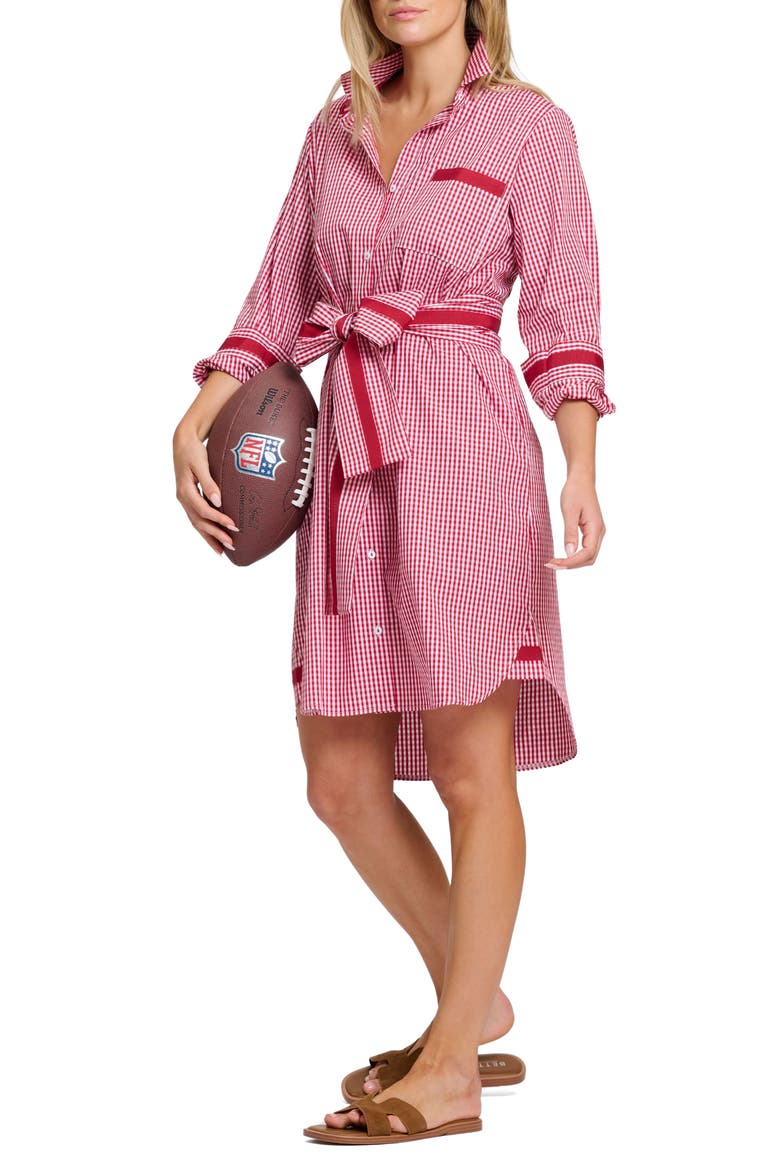 Winnie Gingham Cotton Shirtdress, Alternate, color, DARK RED