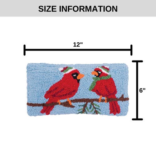 C & F Home C&f Home Winter Cardinal Hooked Small/petite Christmas Holiday Accent Pillow, 6" X 12" In Red