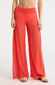 Elan Crochet Panel Cover-Up Pants