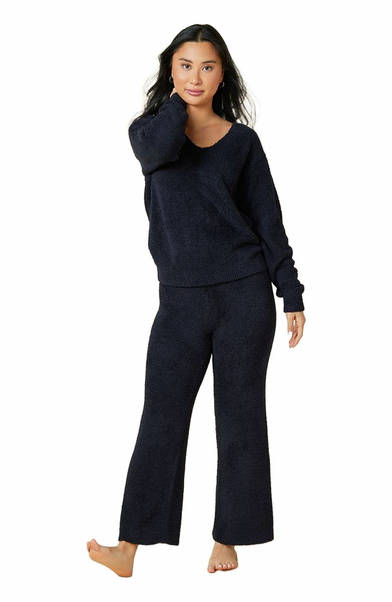 Softies Solid Marshmallow V-Neck Lounge Set, Main, color, Black