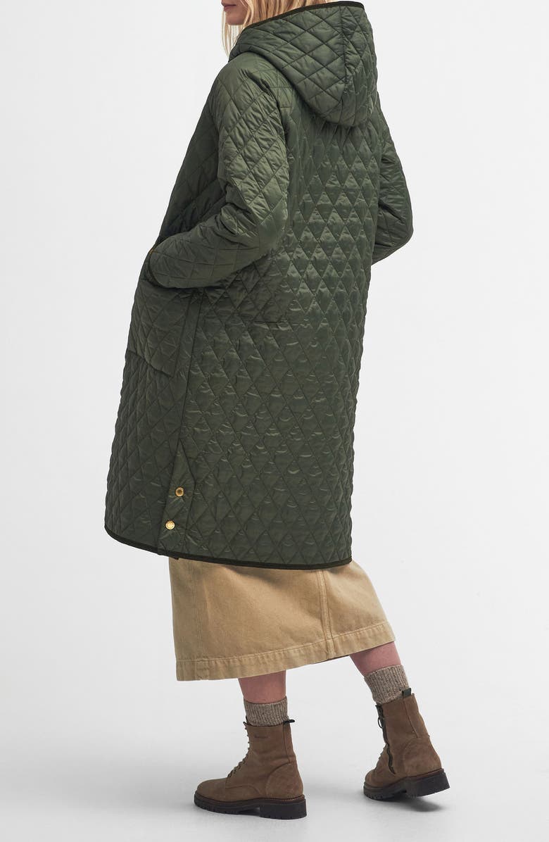 Barbour Harmby Hooded Quilted Coat, Alternate, color, Olive/ Ancient