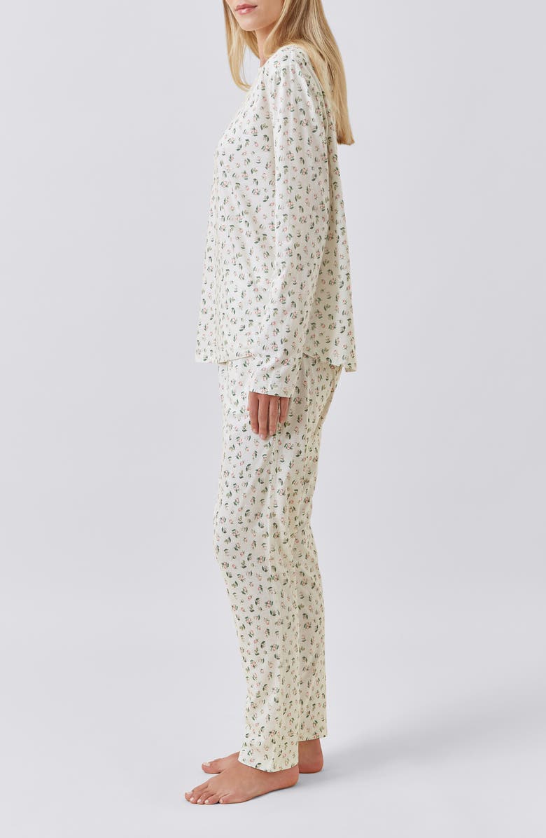 Papinelle Rosebud Organic Cotton Pajamas, Alternate, color, Ecru