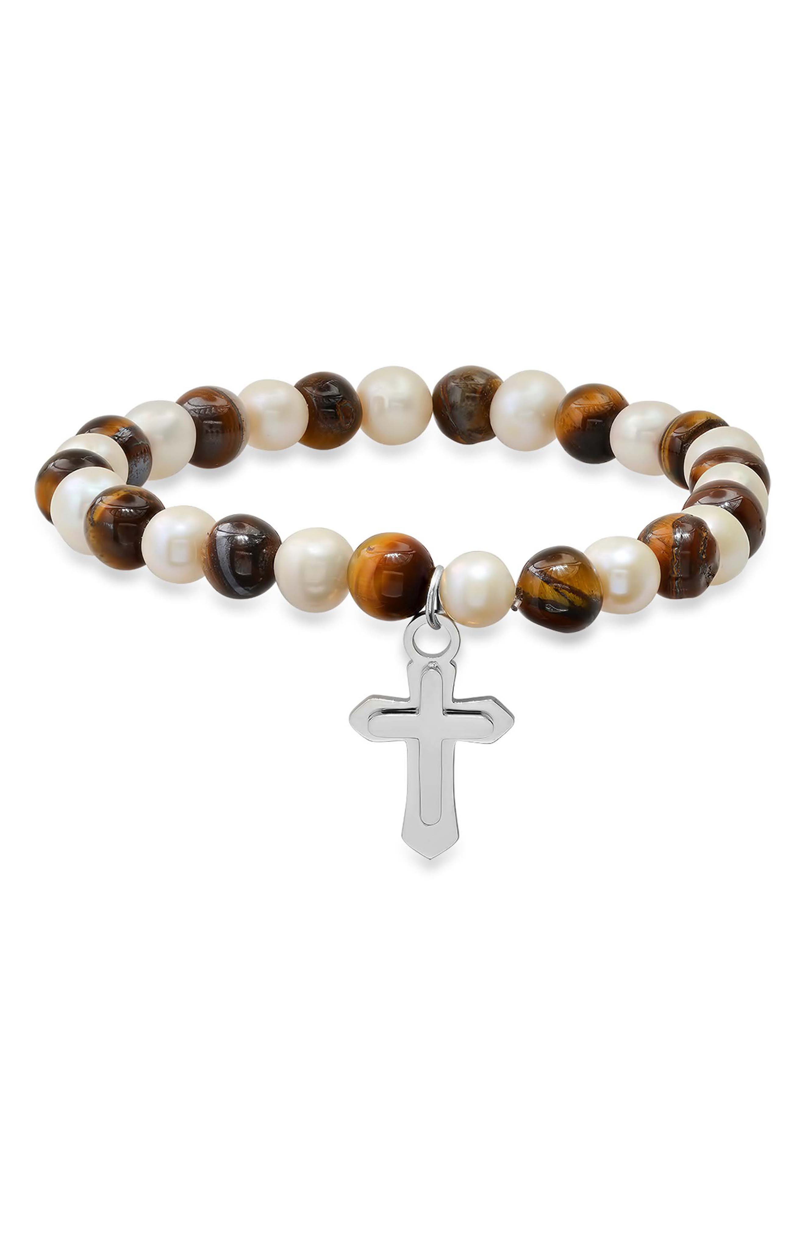 Men's Tiger's-Eye & Freshwater Pearl Necklace