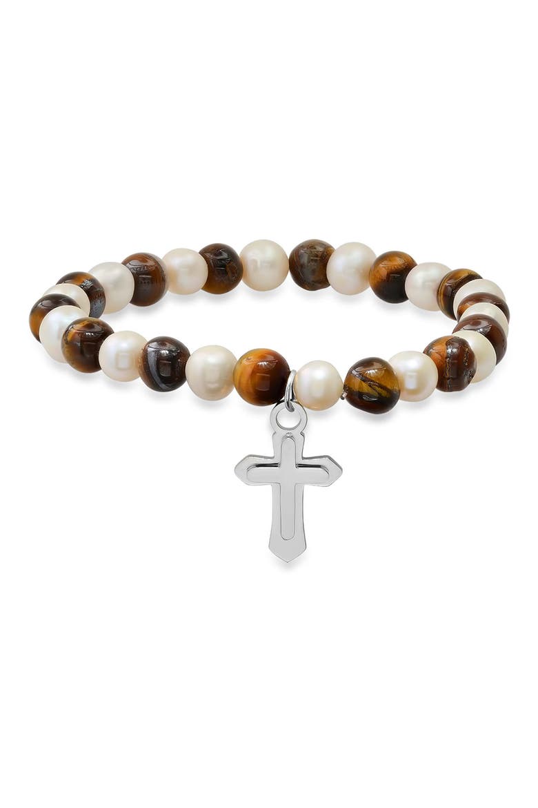 Men's Tiger's-Eye & Freshwater Pearl Necklace, Main, color, MULTI