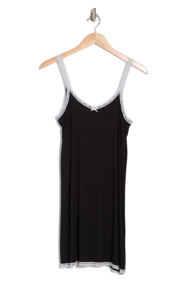 Revival Rib Chemise, Alternate, color, BLACK