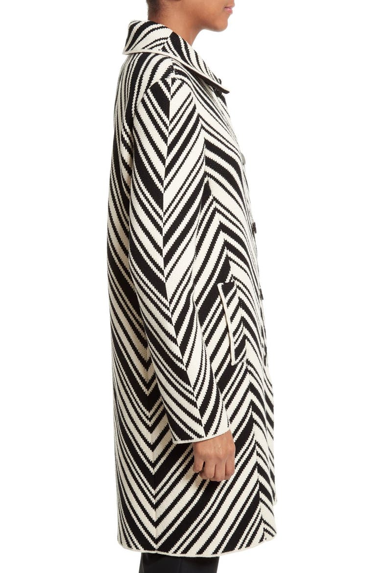 'Tavia' Textured Chevron Jacket, Alternate, color, BLACK/ NEW IVORY
