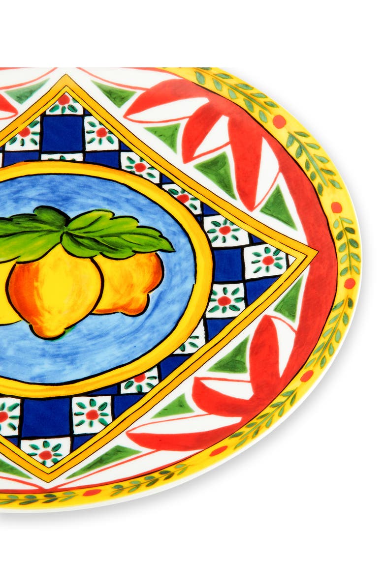 Dolce&Gabbana Set of 2 Carretto Lemon Porcelain Dinner Plates, Alternate, color, Yellow