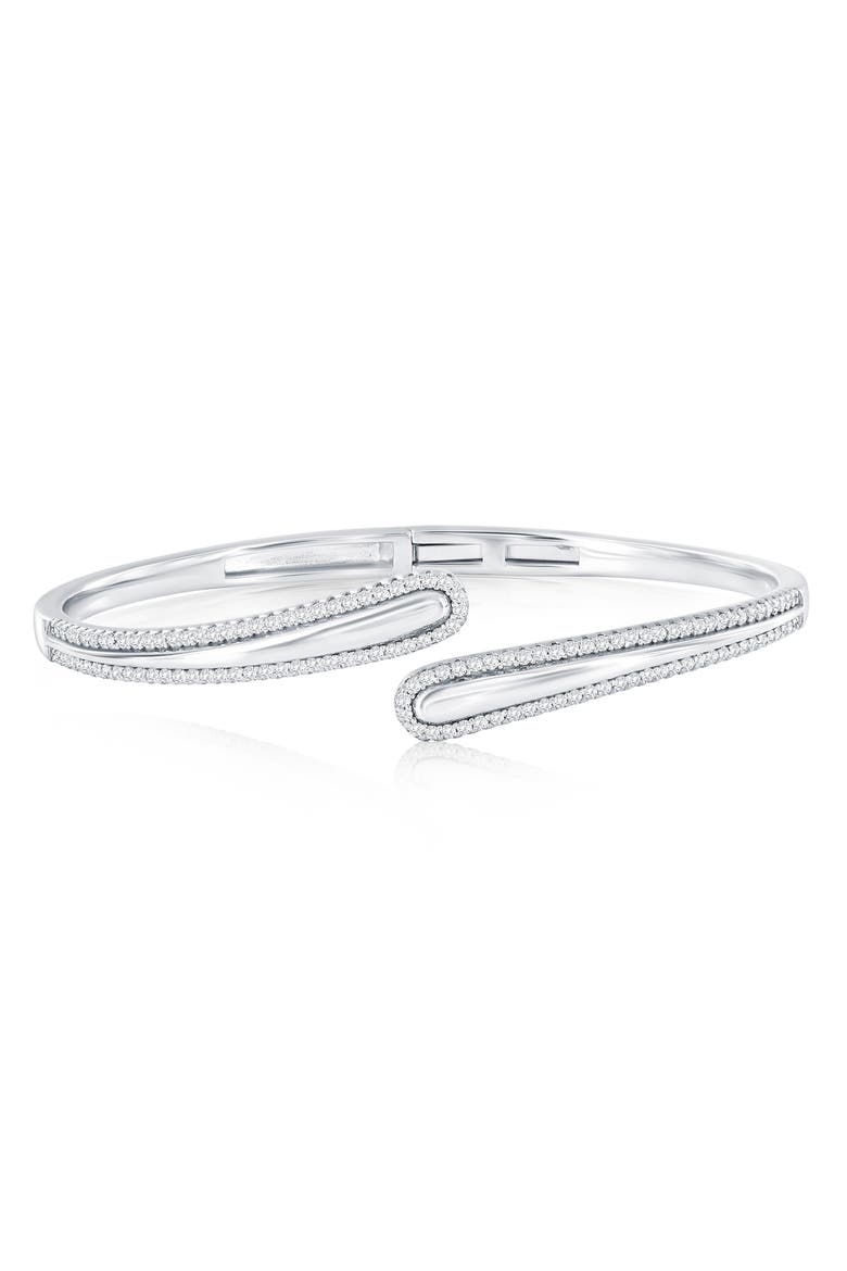 Bypass Cubic Zirconia Bangle, Main, color, SILVER