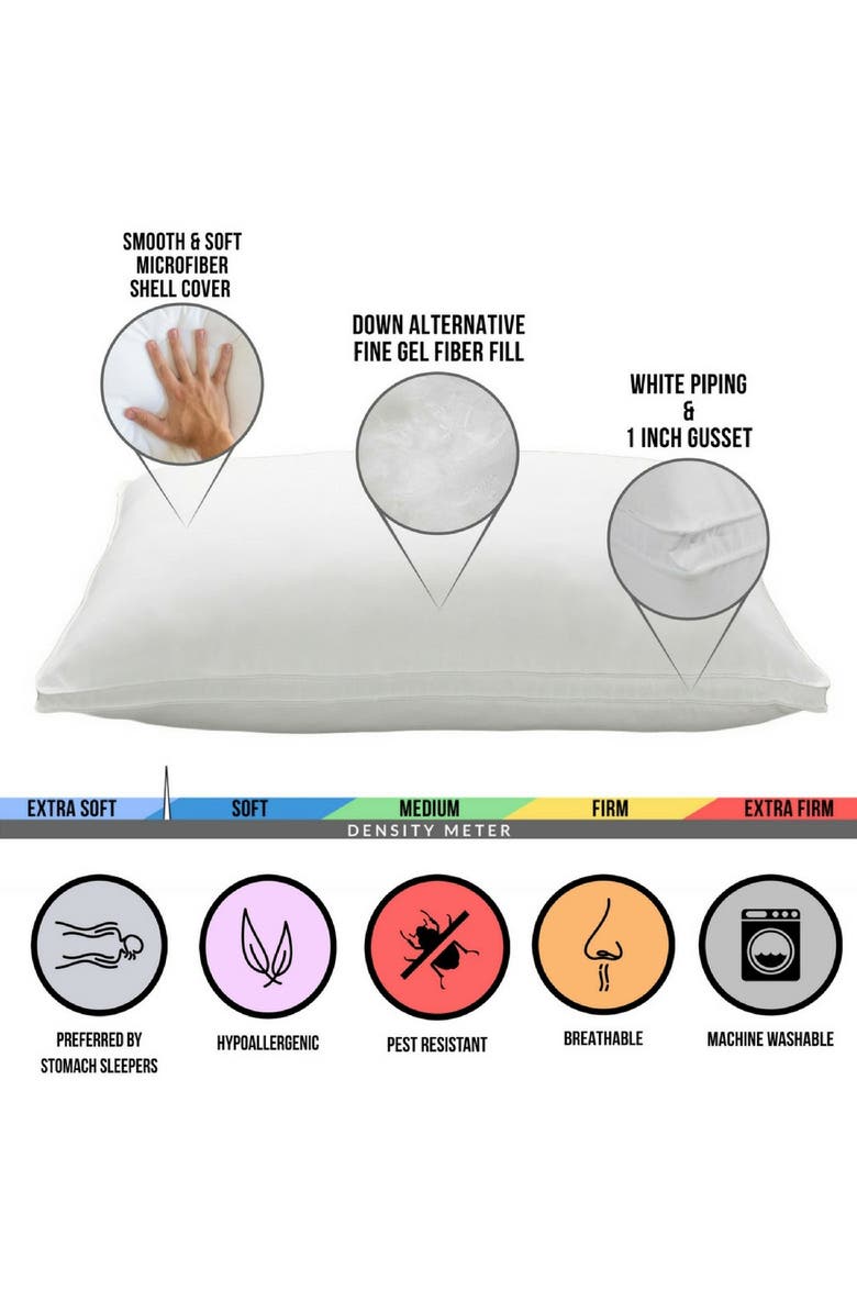 ELLA JAYNE HOME Soft Luxury Plush Gusseted Soft Gel Filled Stomach Sleeper Standard Pillow - Set of 4, Alternate, color, 