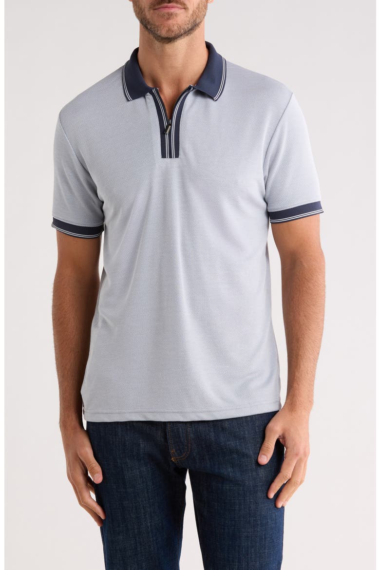 Stripe Quarter Zip Polo, Main, color, BLUE