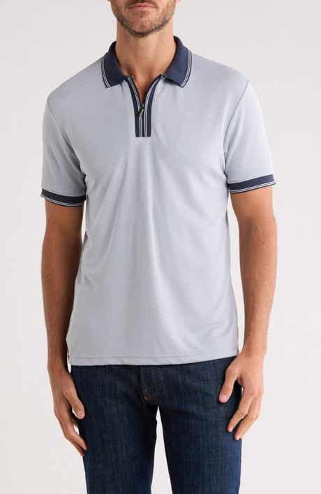 DENIM AND FLOWER Stripe Quarter Zip Polo