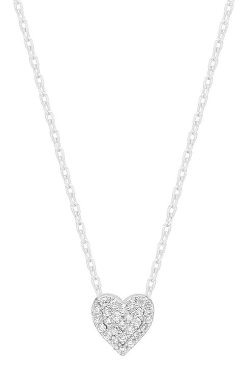 Pavé Cubic Zirconia Heart Slider Charm Necklace
