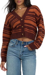 Billabong Something About It Stripe Crop Cardigan