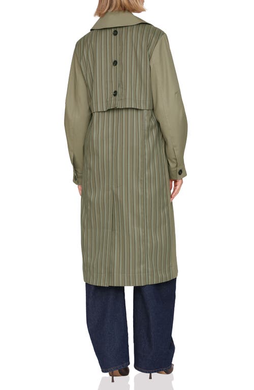 Avec Les Filles Stripe Back Balloon Sleeve Coat In Green