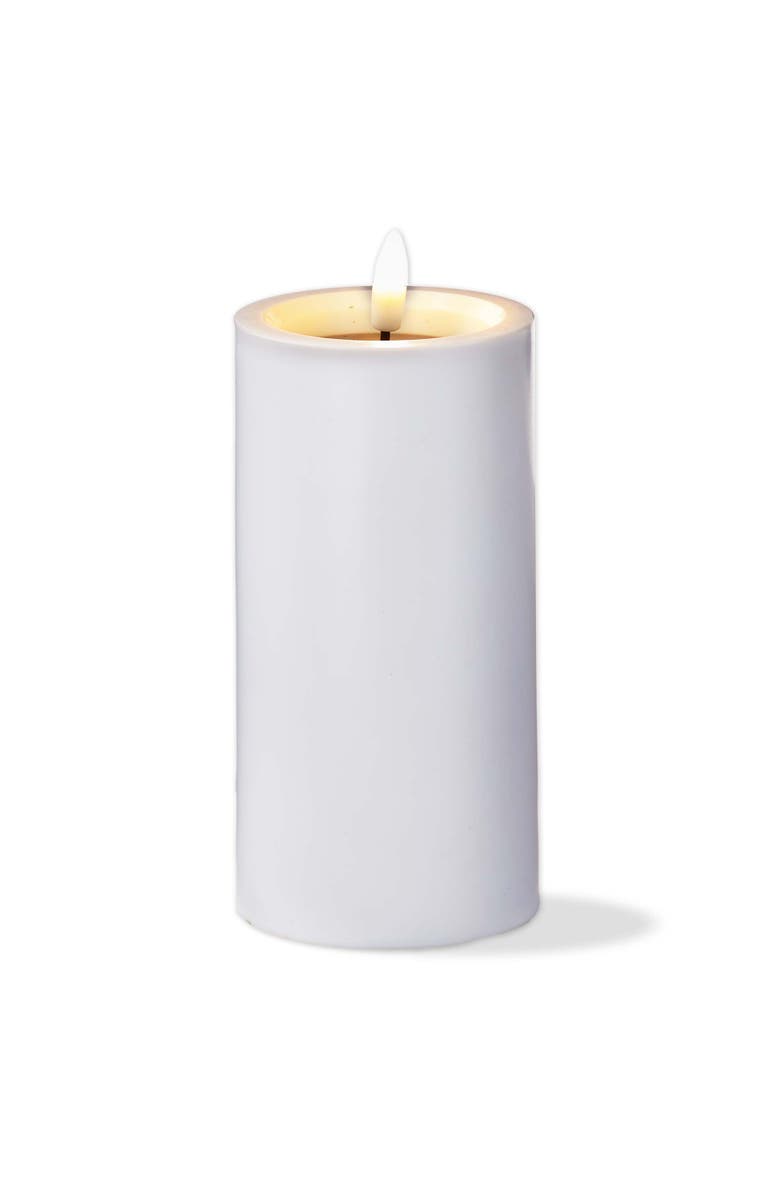 tag Outdoor Solar Flameless Pillar Candle White Plastic Everyday, Main, color, White