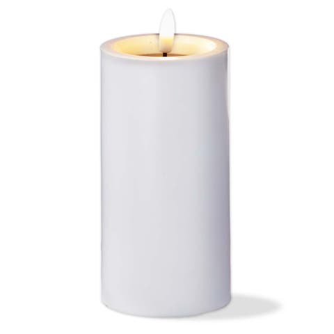 Outdoor Solar Flameless Pillar Candle White Plastic Everyday