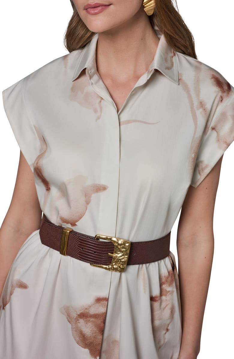 Donna Karan New York Abstract Floral Stretch Cotton Midi Shirtdress, Alternate, color, 