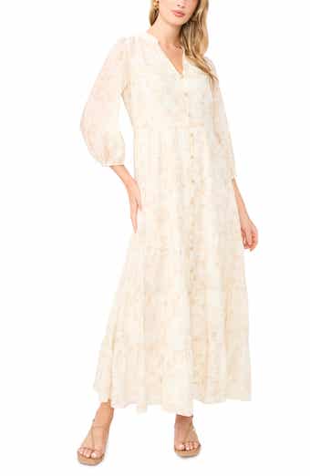 Floral Tiered Button-Up Maxi Dress