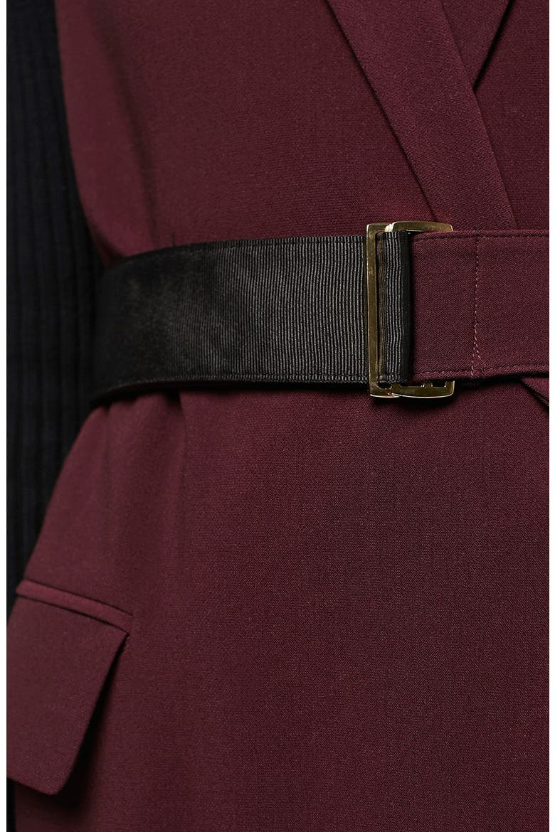 Sleeveless Belted Coat, Alternate, color, BURGUNDY