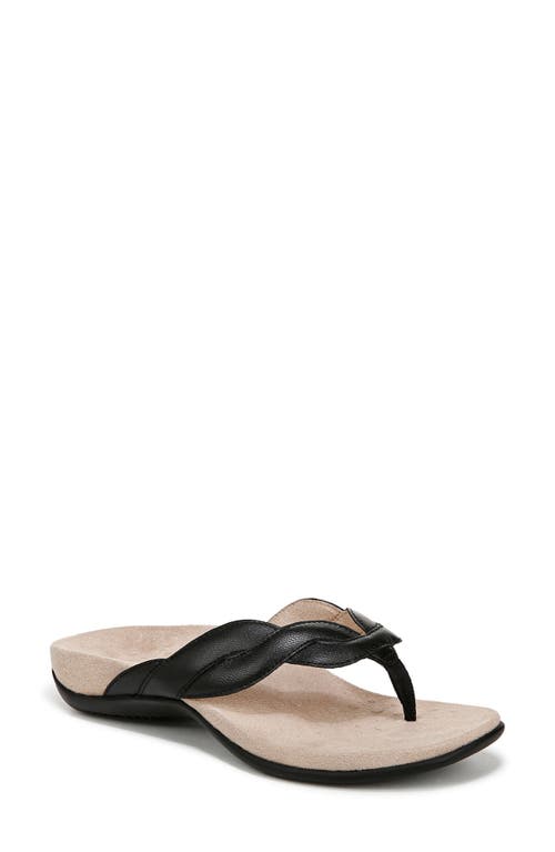 Vionic Bella Braid Flip Flop In Black