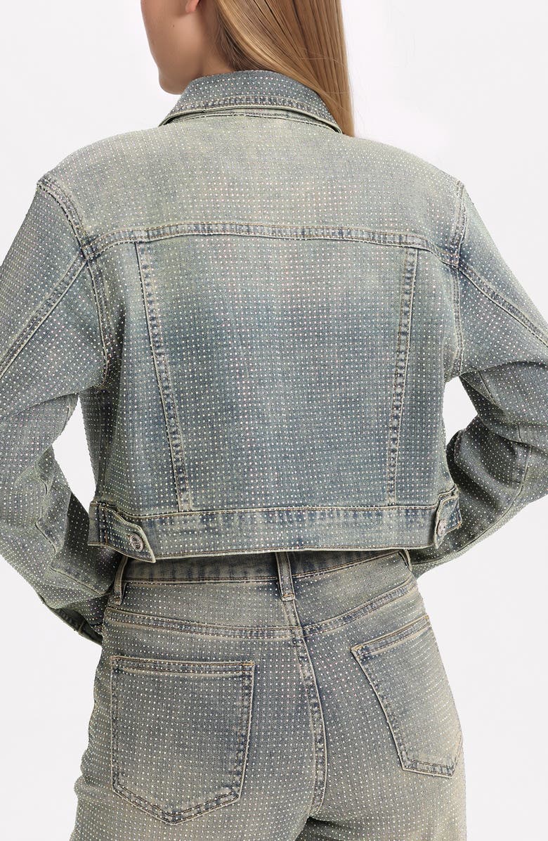 Bayeas Rhinestone Crop Denim Jacket, Alternate, color, Pure Edge