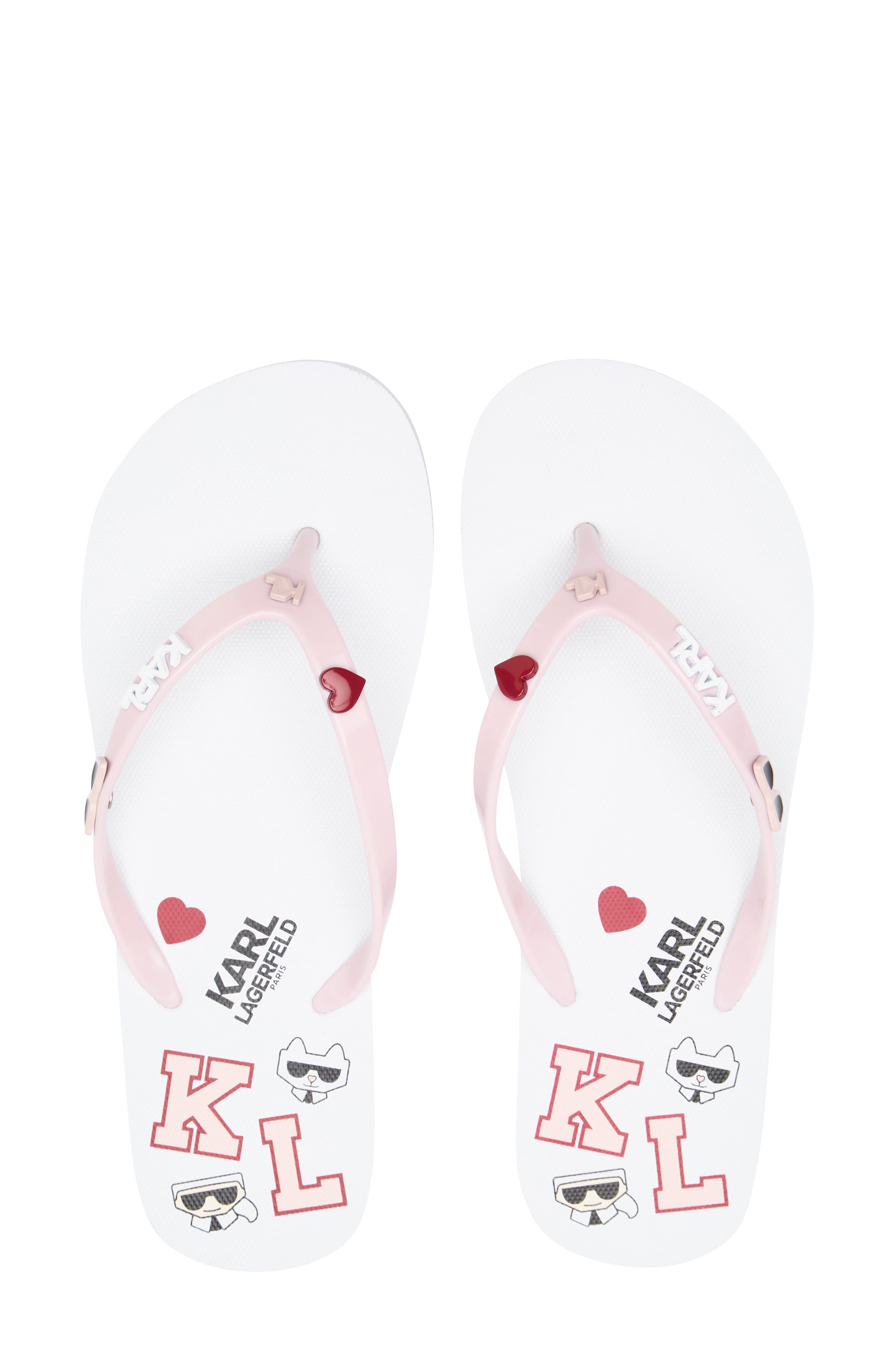 KARL LAGERFELD PARIS Zamir Flip Flop Sandal, Alternate, color, White