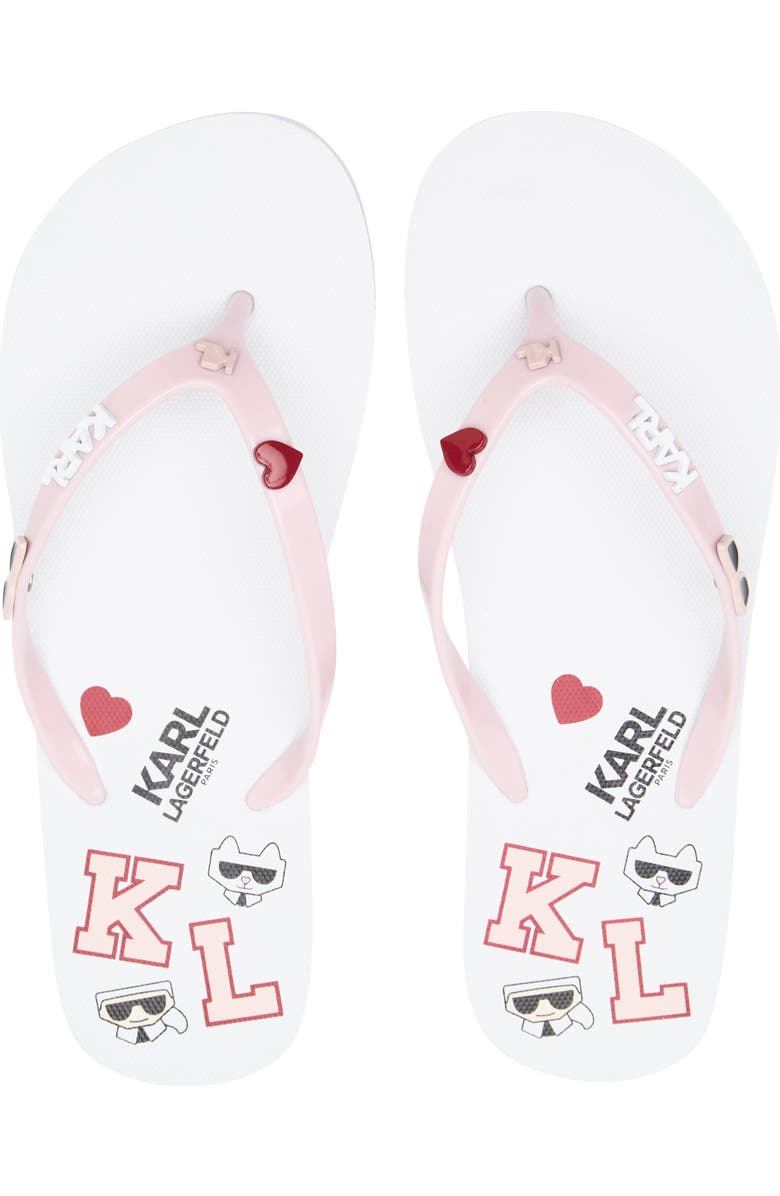 KARL LAGERFELD PARIS Zamir Flip Flop Sandal, Alternate, color, White