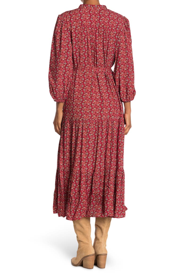 Printed Button Front Tiered Midi Dress, Alternate, color, RSVVINFL