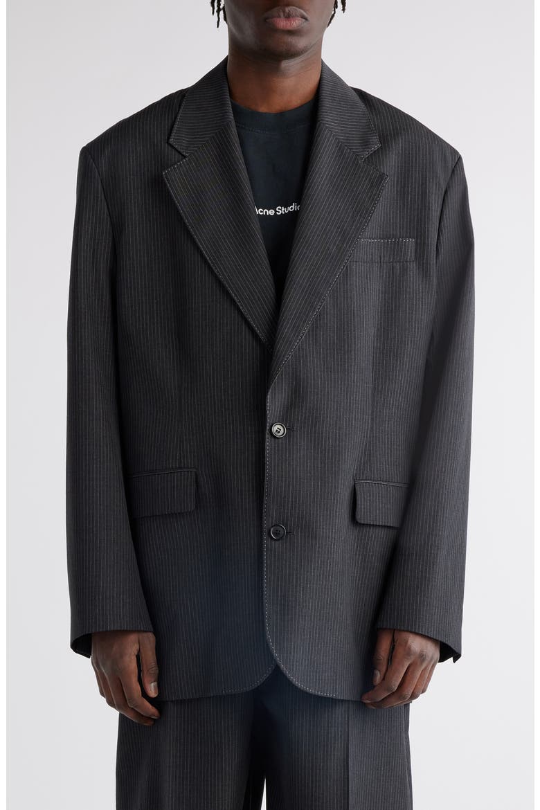 Pinstripe Relaxed Fit Blazer, Main, color, ANTHRACITE GREY