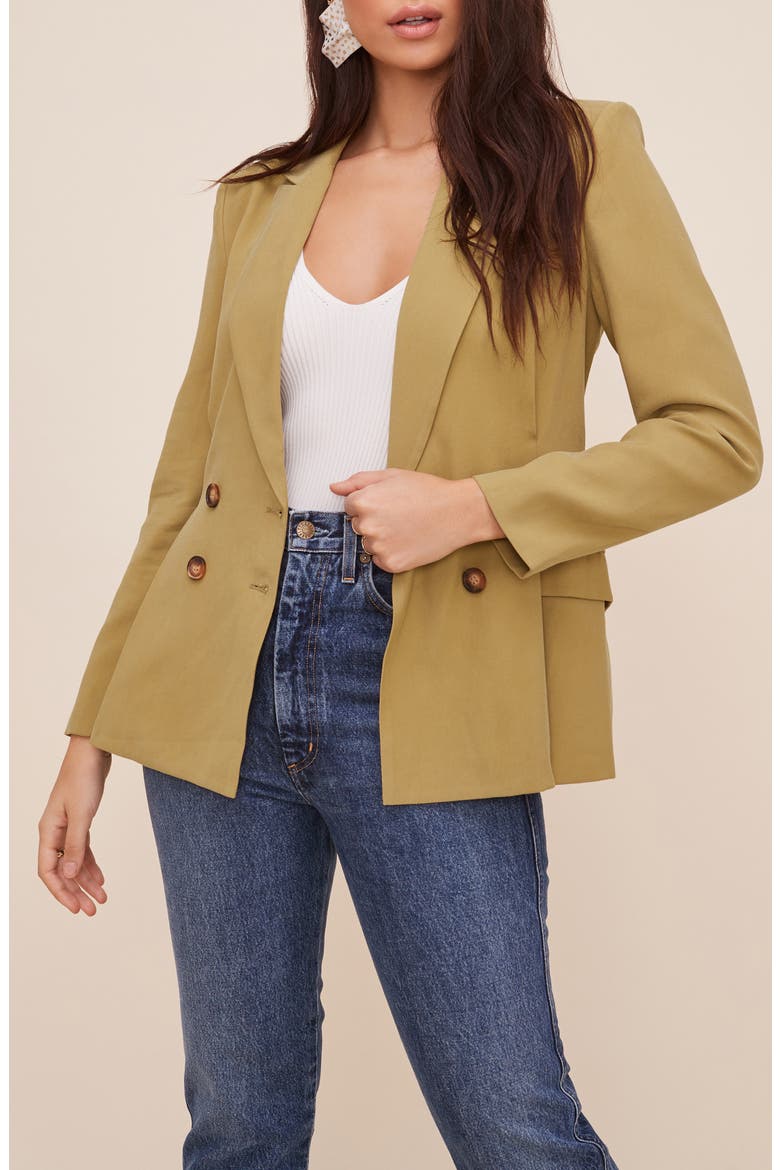Pleat Detail Fitted Blazer, Alternate, color, VINTAGE GOLD