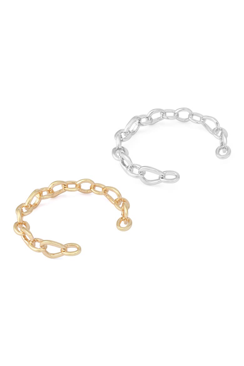 Set of Two Link Cuff Bracelets, Alternate, color, TWO TONE