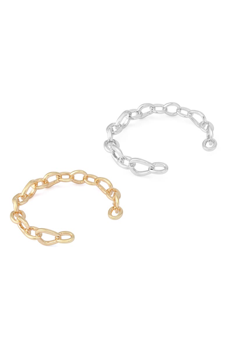 Robert Lee Morris Set of Two Link Cuff Bracelets, Alternate, color, Two Tone