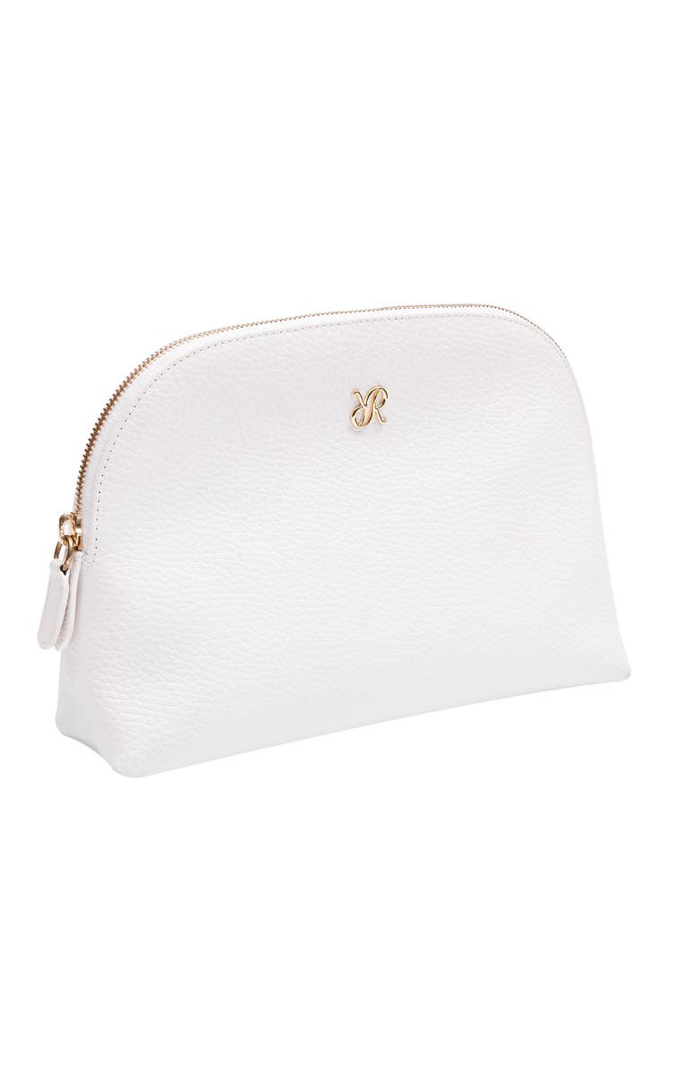 Rapport London TUXEDO LEATHER MAKEUP BAG, Alternate, color, White
