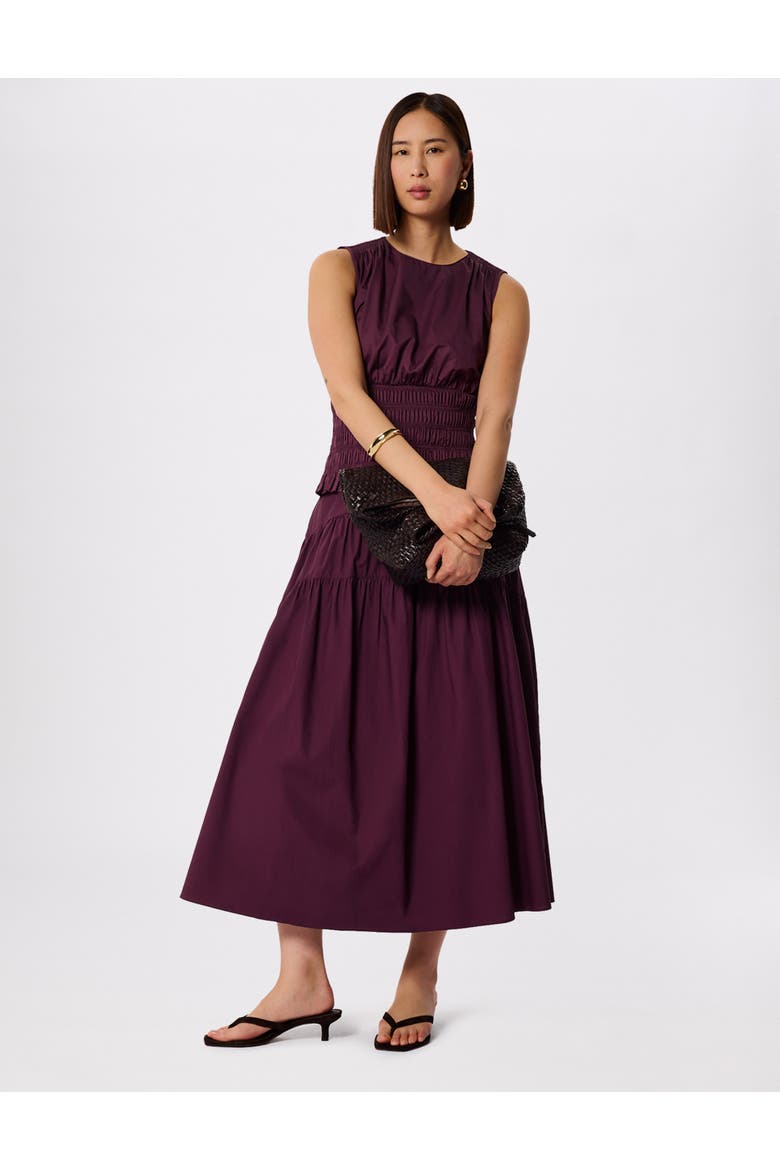 Tier Hem Cotton Skirt, Alternate, color, Plum