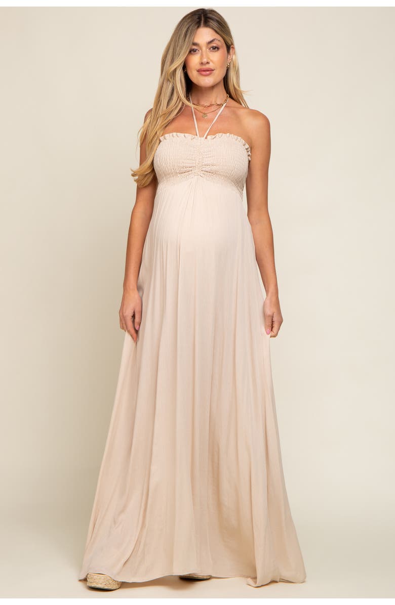 PinkBlush Smocked Halter Maxi Dress, Main, color, Beige