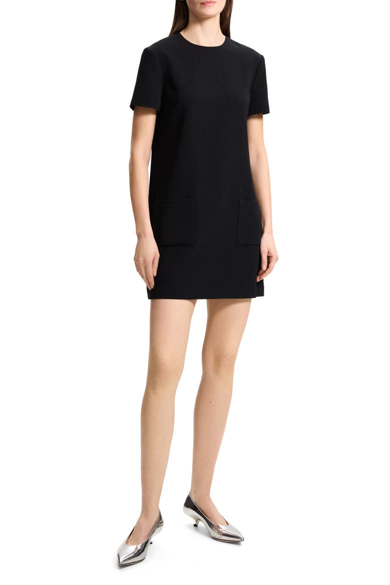 theory short sleeve shift dress Theory Crunch Linen Slit Front Shift Dress