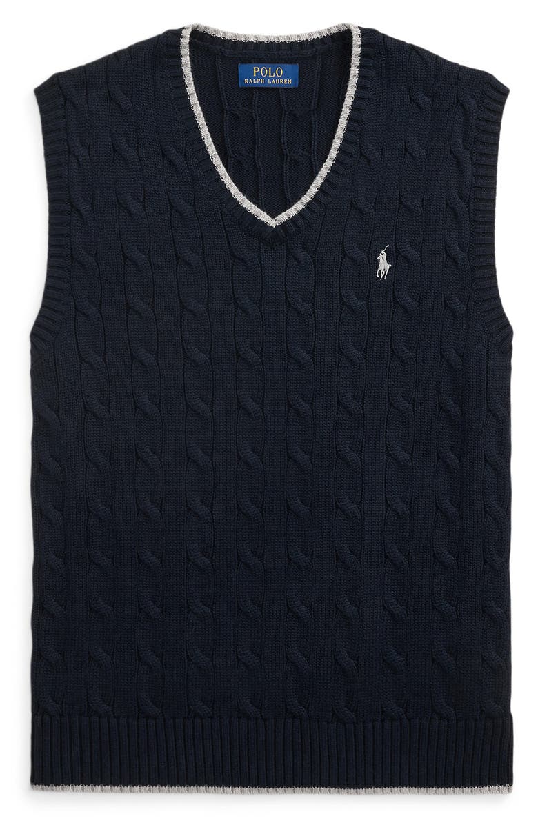 Polo Ralph Lauren Cable Stitch Cotton Sweater Vest, Alternate, color, 